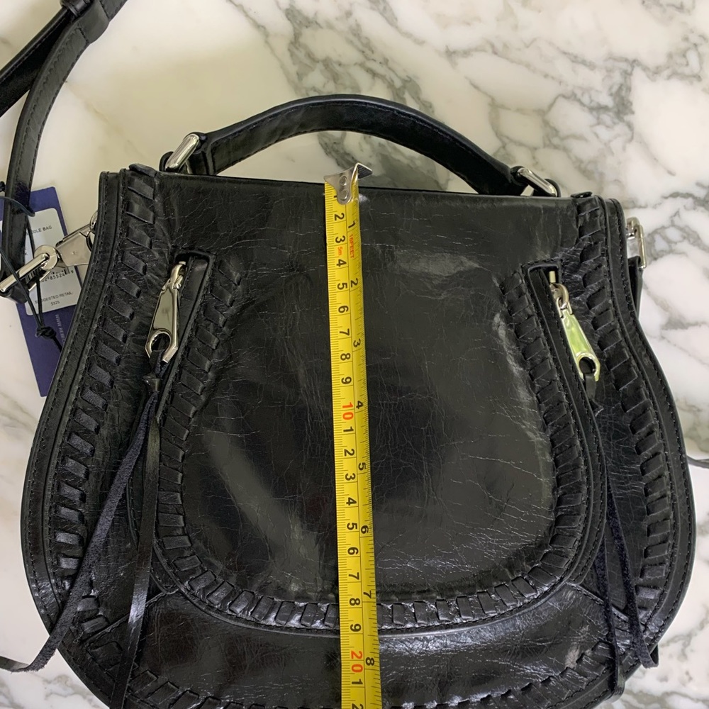 Rebecca Minkoff Black Leather Crossbody Vanity Saddle Bag - Picture 5 of 11